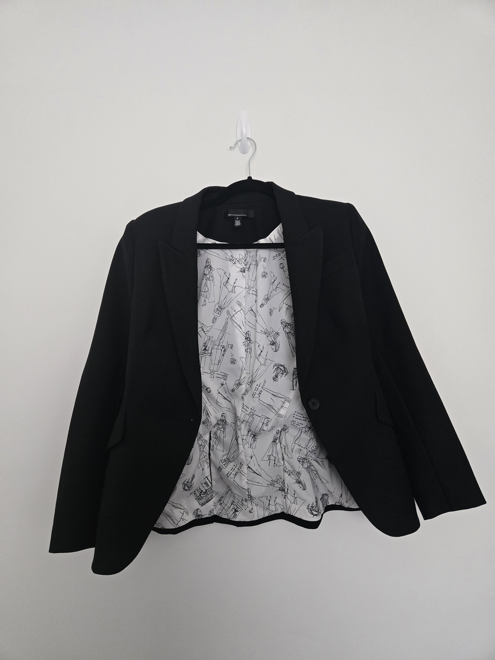 White House Black Market Black Single-Button Blazer with Printed Lining